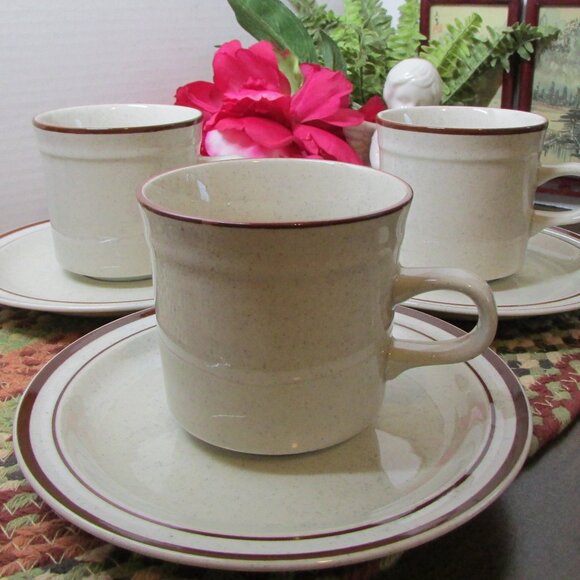 Set of 3 Otagiri Prado Stoneware Cups / Saucers Mid-Century Modern Kitchen Decor - Picture 12 of 12